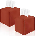 2 Pack, VIVIDLY Tissue Box Cover Holder, Square Modern PU Leather Tissue Box Holder, Can be Used for Bathroom Dressing Table, Bedside Table, Office Desk & Car 5"X5"X5"- (2, Reddish Brown)