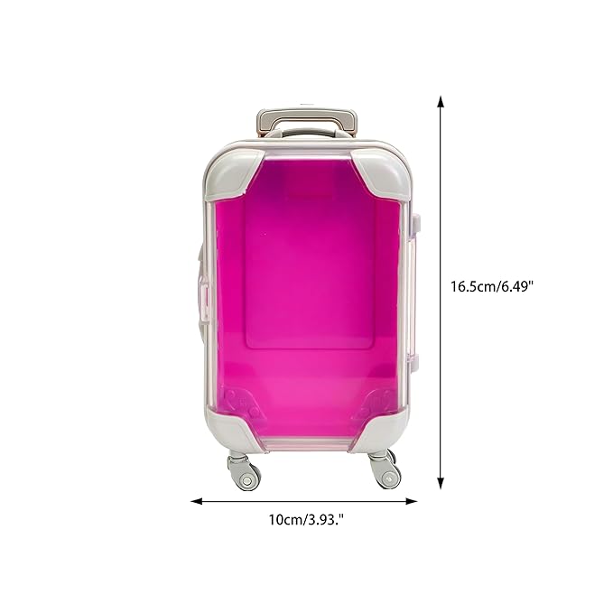 False Eyelash Storage Box, Portable Travel Organizer Mini Luggage False Eyelash Tray Makeup Tool (ROSE RED)
