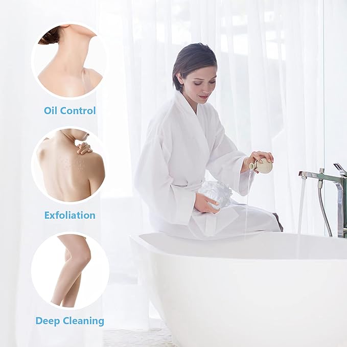 VANZAVANZU Bath Loofah Large 80g Shower Sponge Body Scrubber Mesh Pouf for Men and Women, Set of 4 (White)