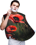 Red Stripe Firefighter Usa Flag Print Beard Bib Shaving Apron, Beard Hair Trimming Cape Gift For Dad