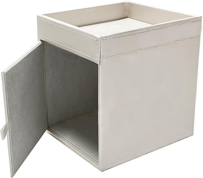 PU Leather Tissue Box Cover Square, Modern Tissue Holder with Storage Valet Tray, Nightstand Decorative Tissues Case, Facial Tissue Box Holder for Bathroom,Bedroom,Livingroom and Office (Beige)