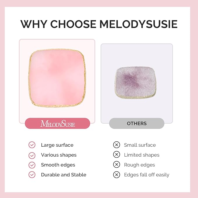 MelodySusie 2PCS Square Shape Resin Nail Art Palette Set with Stainless Steel Mixing Stick, Professional Color Mixing Board for Gel Polish, Acrylics, Pigment Blending, Salon and DIY Makeup Tool