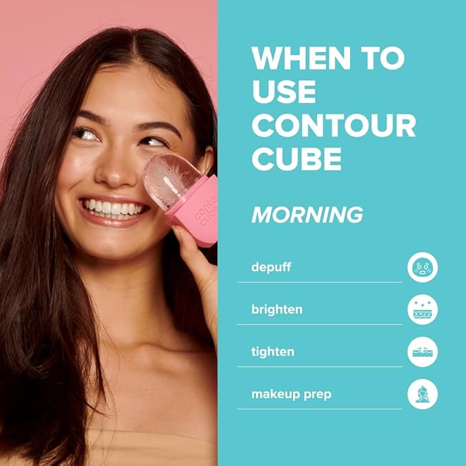 Contour Cube Original - Ice Roller for Sculpting & De-Puffing - Face Ice Roller & Massager with BPA-Free Silicone - Ice Mold for Face - Skin Care Tools for Daily Skincare (180ml) - Original Pink