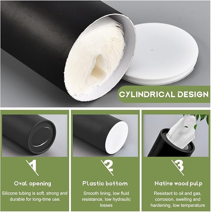 4 PCS Car Tissue Holder, Quick Convenient Refill Cylinder Facial Tissue Holder, Travel Tissues Box Round Container Suitable for Car Cup Holder, Universal Car Accessories (Black)