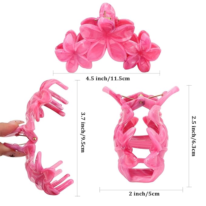 Flower Hair Clips for Women 4PCS Flower Claw Clips Non-slip Cute Claws for Thick Thin Hair Strong Hold Stylish Accessories for Women Girls
