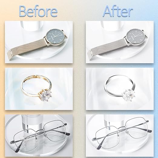 Ultrasonic Jewellery Cleaner, 40kHz Professional Cleaner Ultrasonic Machine with Carry Holder, Cleaning Basket for Jewelry, Rings, Eyeglasses, Watches, Silver (600 ml)