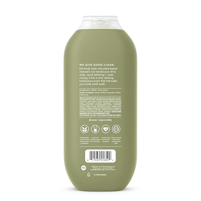 Method Men Body Wash,Juniper + Sage,Paraben and Phthalate Free,18 fl oz,(Pack of 2)