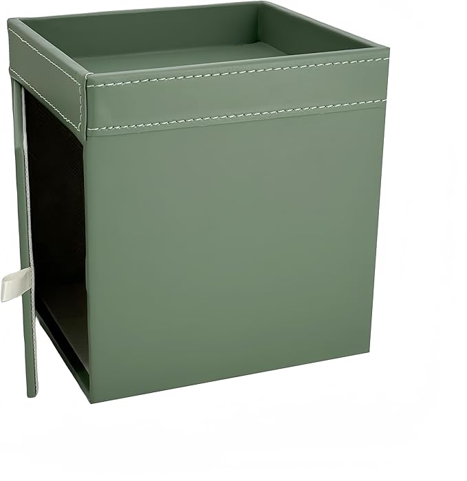 PU Leather Tissue Box Cover Square, Modern Tissue Holder with Storage Valet Tray, Nightstand Decorative Tissues Case, Facial Tissue Box Holder for Bathroom,Bedroom,Livingroom and Office (Light Green)