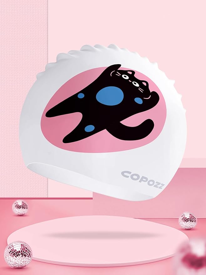 COPOZZ Women‘s Swim Cap for All Hair - Large, Comfortable Silicone Swimming Cap, Waterproof Design for Long, Short, Thick & Curly Hair | Secure & Comfortable Fit