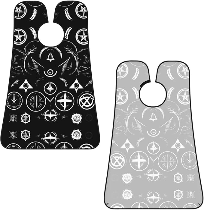 Supernatural Symbols Black Print Beard Bib Apron For Men, Beard Hair Catcher For Men Shaving Trimming,Beard Cape Cloth