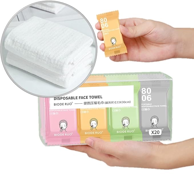 Premium Compressed Towels, Pure Cotton Portable Washcloth for Camping or Travel…
