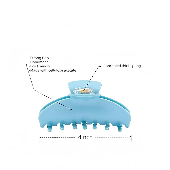 Durable Acetate Hair Clips - 4-Inch Wathet Blue Claw Clips for Fine and Thick Hair (Wathet Blue)