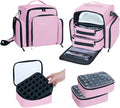 Nail Polish Organizer Case Holds 60 Bottles Portable Travel Storage Box with 2 Detachable Bags, Designed for Women's Nail Tools, Essential Oils and Cosmetics Sets Pink