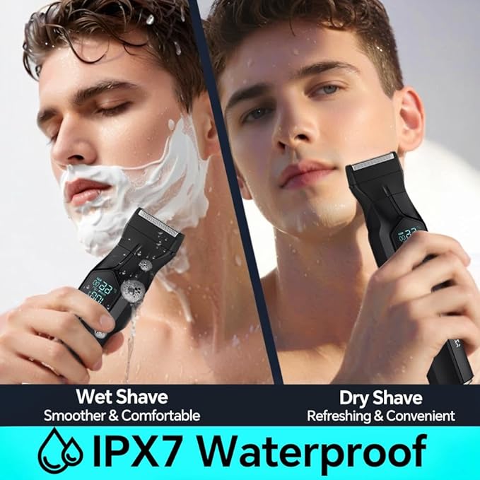 5-in-1 Electric Beard Trimmer Magnetic Replacement Heads, Professional Cordless Hair Clippers for Men Rechargeable, IPX7 Waterproof Grooming Kit for Face, Mustache, Body, Nose, Gifts for Men (Black)