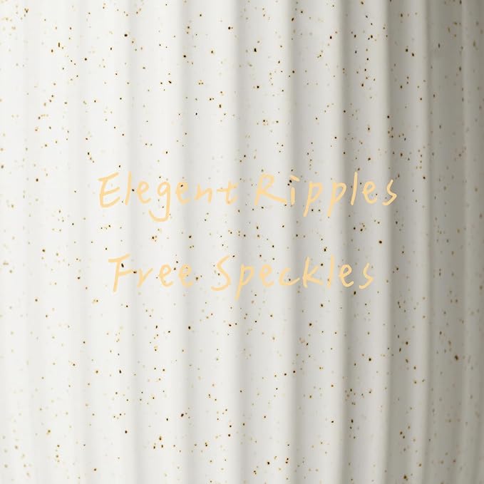 Speckled Matte White Ceramic Foam Soap Dispenser, 12 oz Refillable Pump with Golden Top, Elegant Foaming Dispenser for Bathroom or Kitchen, Speckled White