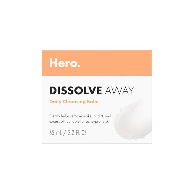 HERO COSMETICS Dissolve Away Daily Cleansing Balm, Helps Remove Makeup and Grime, Won’t Clog Pores, Suitable for Sensitive and Acne-Prone Skin (2.2 fl oz)