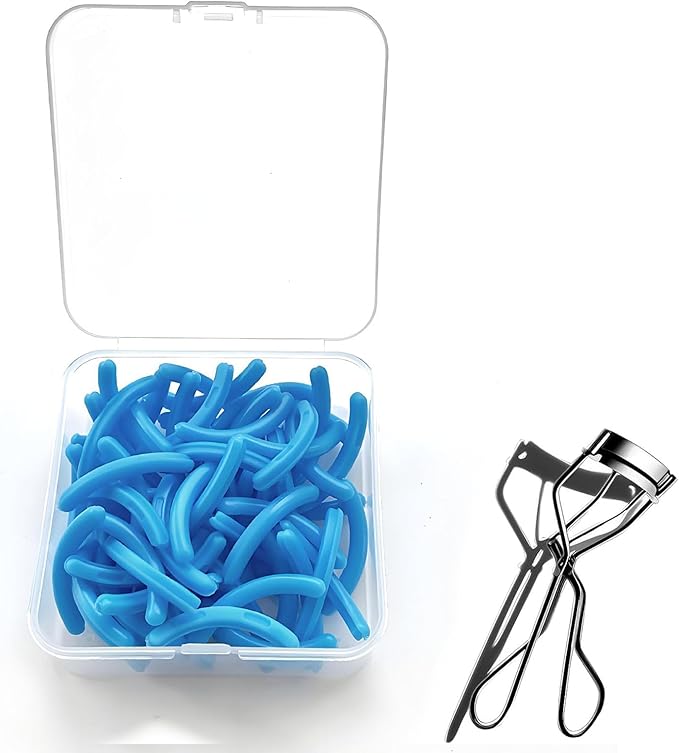 100Pack Compatible with Shiseido Eyelash Curler Refill Pads,High Elasticity Silicone Refill Pads Compatible with Shiseido Eyelash Curler,Gentle & Safe on Lashes,Blue.
