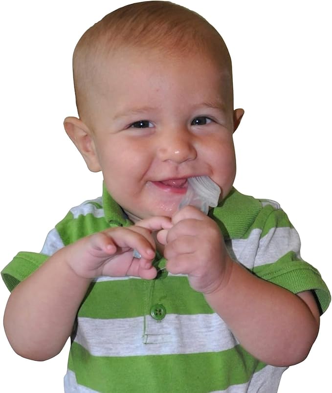 Brilliant Oral Care Baby’s First Toothbrush, Smooth Silicone Bristles Gently Clean Tender Teeth and Gums, for Ages 4+ Months, Clear, 2 Pack