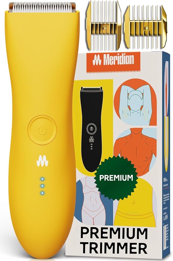 MERIDIAN The Trimmer Premium - Body Hair Trimmer & Electric Shaver for Men and Women for Pubic Hair, Chest, Legs & Bikini Line, Waterproof & Rechargeable, Solar