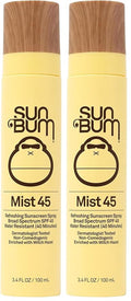 Sun Bum Original SPF 45 Sunscreen Mist - Broad Spectrum Moisturizing Facial Sunscreen Spray with Vitamin E - Hawaii 104 Act Compliant (Made without Octinoxate & Oxybenzone) - Travel Size - 3.4 oz
