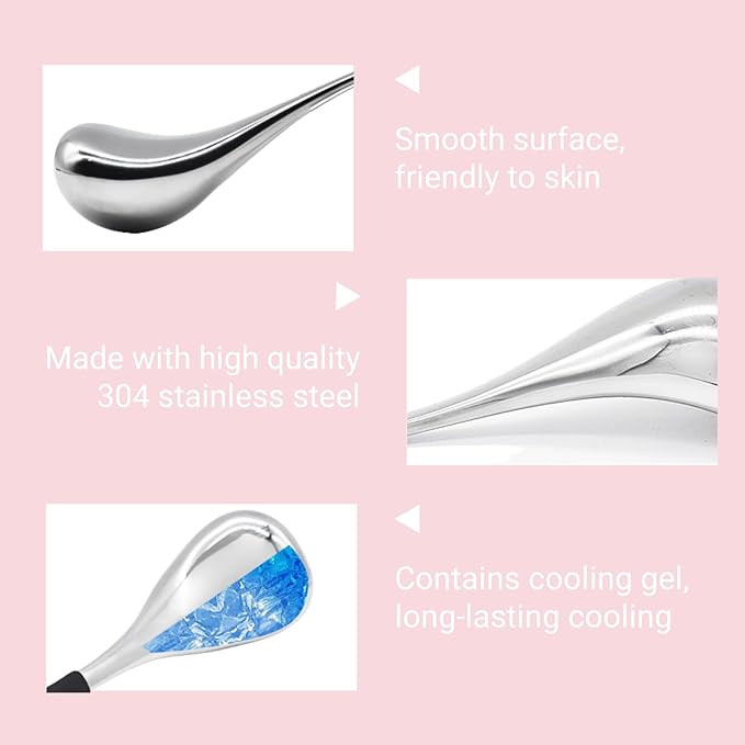 Cooling Globes for Face and Eyes, Ice Globes for Facials, Stainless Steel Cryo Sticks for Women and Ladies, Skin Care Tools Spa Roller, Anti-Aging, Wrinkles and Puffiness Relief (Black)