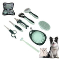 8-in-1 Pet Grooming Kit for Dogs & Cats - Includes Slicker Brush, Nail Clippers, Comb, Scissors, Toothbrush & Collapsible Bowl - Deshedding, Hair Trimming & Care Set, Travel Bag