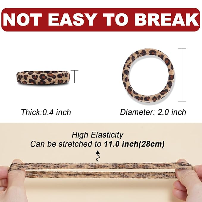150PCS Hair Ties, IKOCO Hair Ties for Women No Damage, Cotton Seamless Ponytail Holders for Thick Hair, Leopard Animal Print
