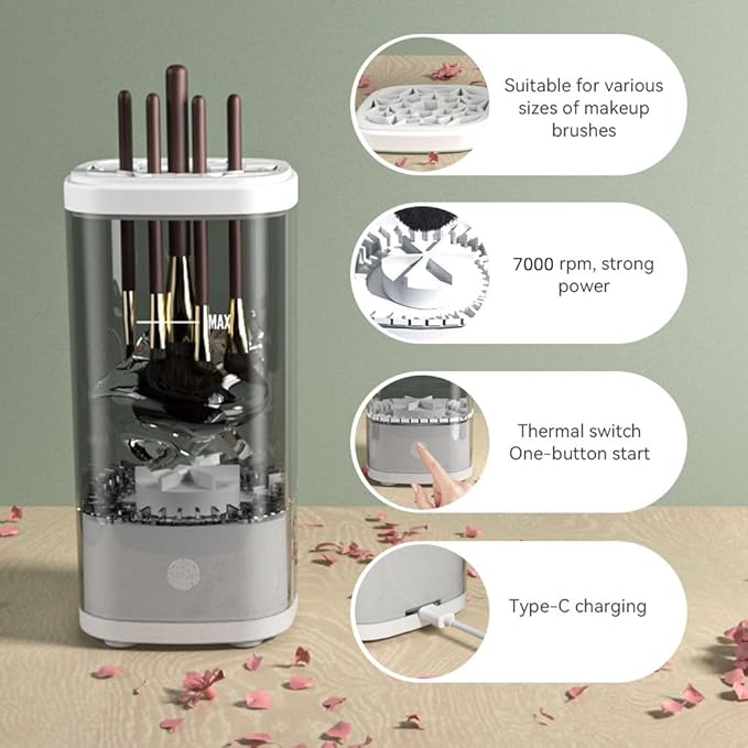 Makeup Brush Cleaner Machine - Electric Make up Brushes Cleaner Cleanser for All Size Beauty make up Brush, makeup brush and sponge cleaner with Dryer