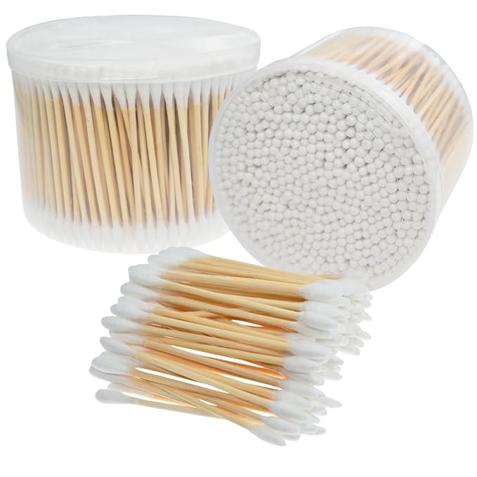 Cotton Swabs, 1000 Count Bamboo Sticks Cotton Swabs with Storage Box Cotton Buds with Wooden Handles For Ears Makeup or Nails Personal Care, One Pointed Tip