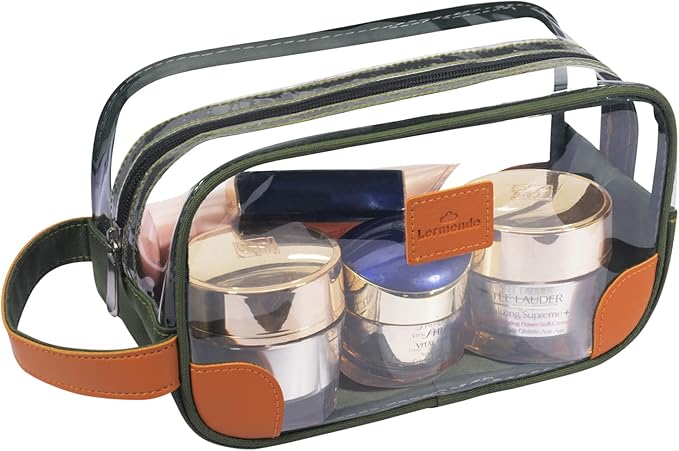 Lermende Toiletry Bag, Clear Shaving Dopp Kit for Men Travel Toiletry Bag with Hand Strap Unisex Bathroom Toiletries Organiser