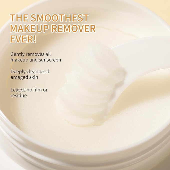 Makeup Remover Cleansing Balm, Deep Cleansing Remover Melting Balm, Hydrating Facial Cleanser with Rice, Melt Stubborn Waterproof Make Up, Mascara, Lips, Face, Eye Liner - Vegan Skincare
