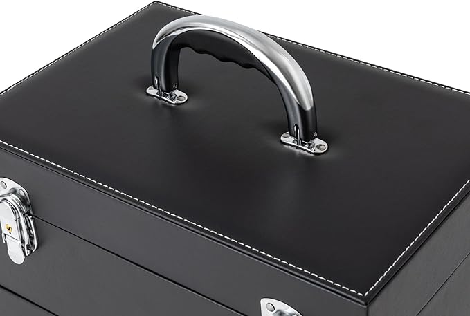 44.09lbs Lockable Makeup Train Case,Rolling Hairdressing Trolley,Beauty Salon Cosmetic Luggage with Universal Wheels for Hair Stylist,Make-up Artists (Black 6)