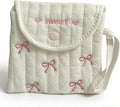 Period Bag Pouch for Girls and Women, Discreet Quilted Sanitary Pad and Tampon Bag for School Travel, Cute Embroidered Feminine Hygiene Organizer, Menstrual Product Holder