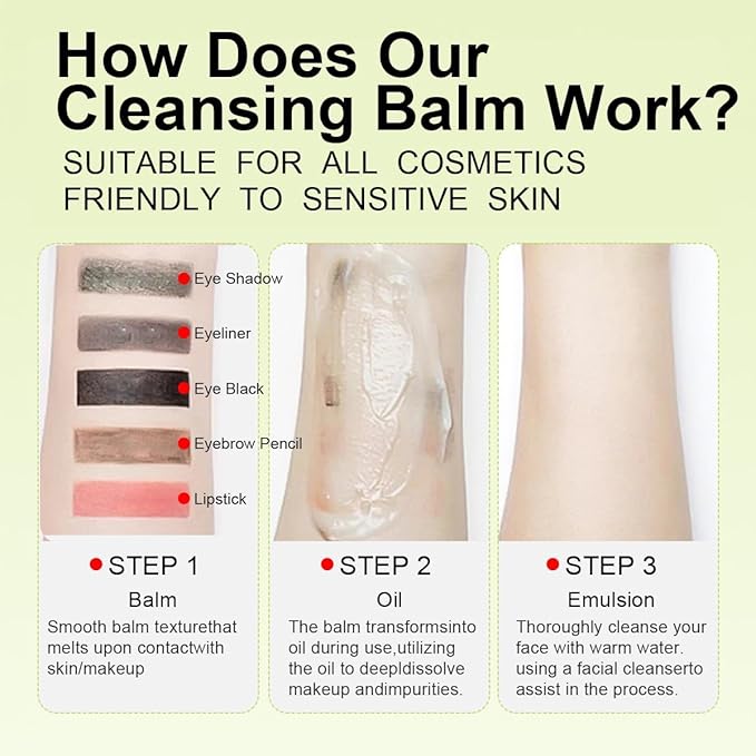 Makeup Cleaning Balm, Cleansing Balm Makeup Remover, Deep Cleaning, Makeup Cleansing Balm for Waterproof Eye Face Lip Makeup, Makeup Melting Cleansing Balm 100g