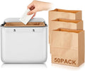 Tioncy 1 Pack Sanitary Napkin Disposal Receptacle with 50 Pcs Waxed Feminine Hygiene Bags Tampon and Pad Holder for Bathroom with Lid Kraft Paper Liner Bag Wall Hanging Trash Can Kitchen Compost Bin