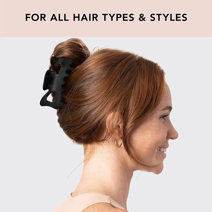Kitsch Large Claw Clip for Thick Hair | Rubberized Finish for Easy-Grip, Electroplated Springs | Big Hair Clips for Updos Hairstyle | Ideal Gifts for Women - Black, 1pc