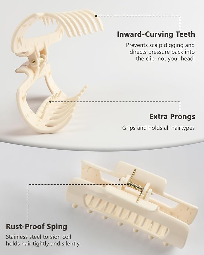 Soft Claw Clips, 2PCS Cloud Hair Claw Clip, Flexible, Lightweight &Cosy Hair Clips, Strong-Hold Non-Slip for Thick Thin Hair, Hair-Pins for Women Girlfriend Parties Casual Daily(Black+Off-White)