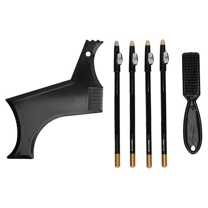 Beard Shaper, Professional Beard Shaping Tools with 4pcs Barber Pencil, Beard Template and Beard Brush, Beard Shape up Tool for Line Up & Edging, Gifts for Dad, Husband