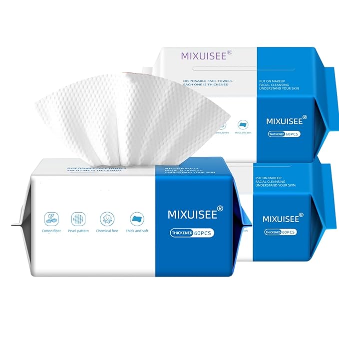 MIXUISEE◆thick and soft Face Towels.Disposable face towel.100% Cotton facial cloths.Super thick 130%. Suitable for makeup removal and cleansing.and applicable to sensitive skin.(180 pieces)