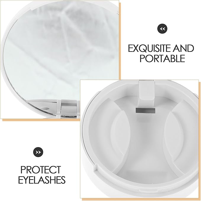 ARTIBETTER Eyelash Organizer Box with Clip and Mirror, White False Eyelash Storage Case for Travel, Lash Cluster Container for Women