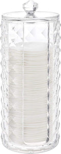 Luxspire Acrylic Makeup Cotton Round Holder, Clear Diamond Pattern Cotton Pads Organizer Container Display Stand Cosmetic Makeup Storage Box with Lid - Clear