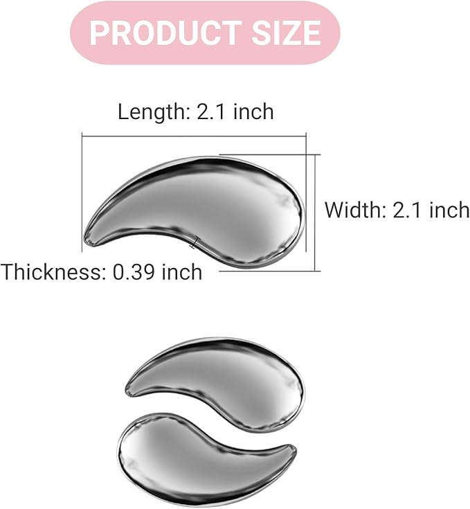 Mini Cooling Eye Pad for Puffy Eyes - Unbreakable Stainless Steel Eye Mask for Anti-Aging, Wrinkles and Puffiness Relief - Hot or Cold Therapy - Suitable for All Ages (Silver)