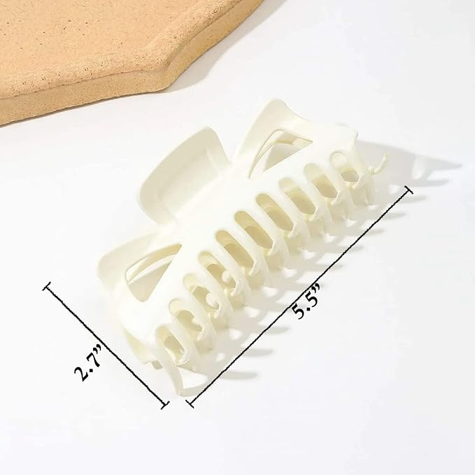5.5” Large Mello Claw Clips for Long Thick Hair, Silicone Flexible Hair Clips for Women, Soft Jaw Clips (Latte-4pcs)