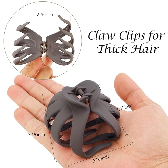 Hair Clips Claw Clips for Thick Hair, Atoden 5Pcs Large Hair Grips 3.15'' Big Octopus Hair Clip Long Thick Medium Hair Neutral Jumbo Jaw Clips Hair Accessories for Women Girls Trendy Stuff