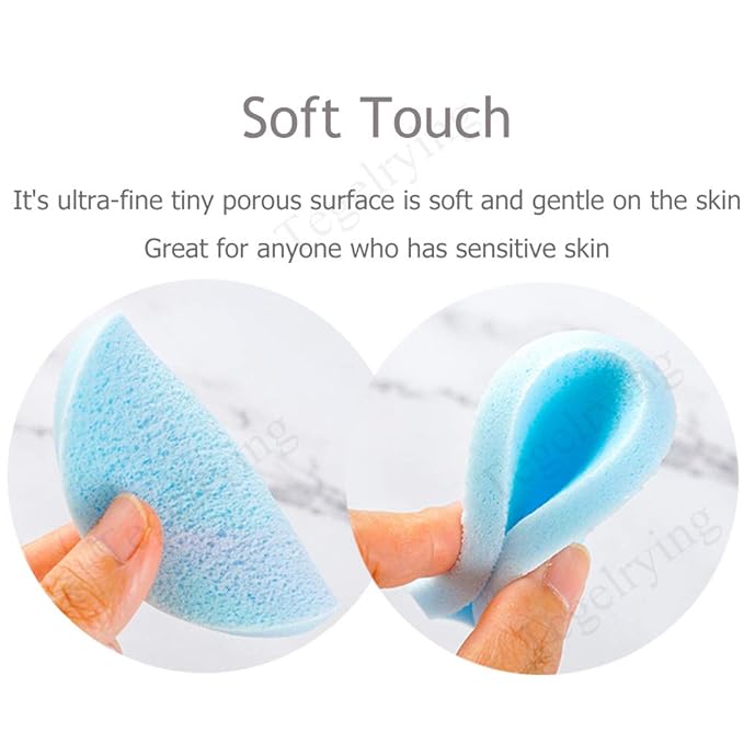 Facial Sponge Compressed,120 Count PVA Professional Makeup Removal Round Face Wash Sponges Spa Pads Exfoliating Cleansing for Women,Blue,Purple,Green