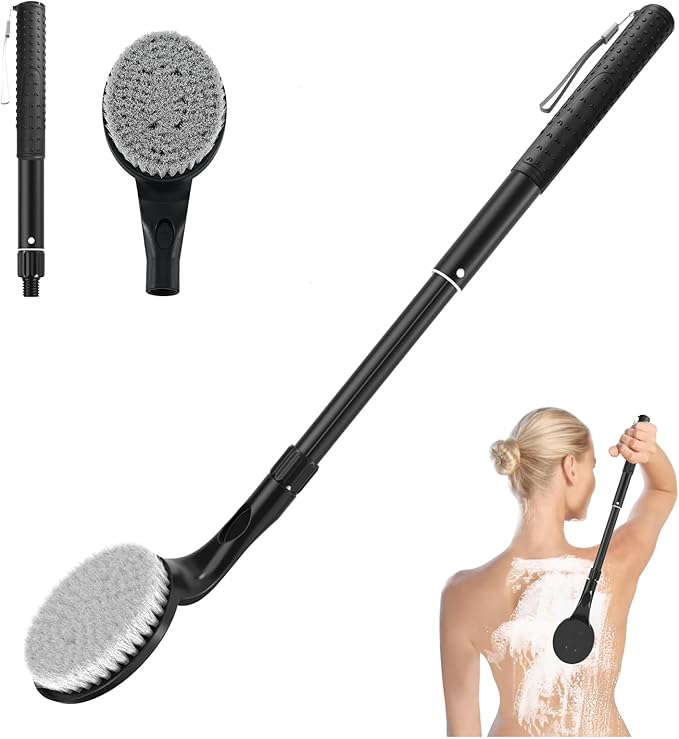 Back Scrubber for Shower,25" Long Handle Shower Brush for Body Exfoliator and Deep Clean,Back Washer for Shower for Men,Women and Elderly