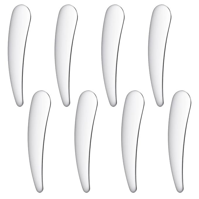 8pcs Mini Metal Makeup Spatula Reusable Cosmetic Cream Spatulas Skin Care Scoop Facial Applicator Tool Makeup Beauty Spoons for Face Mask Lotions Moisturizers Christmas
