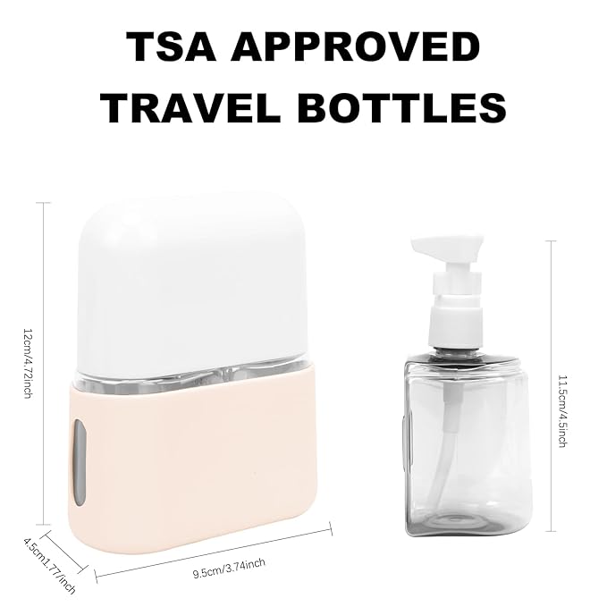 Skycase Travel Bottles - Leak Proof Refillable TSA Approved Travel Size Toiletries, 2 in 1 Liquid Bottles Containers with Labels and Funnel Airplane Accessories Kits for Lotion Liquid (White)