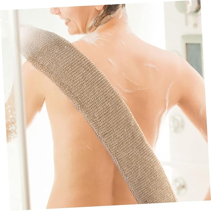 Happyyami 2pcs Back Scrubber Strap Ramie Jute Bath Exfoliator Wash Towel for Shower Gentle Skin-Friendly Design for Daily Use for Home Travel