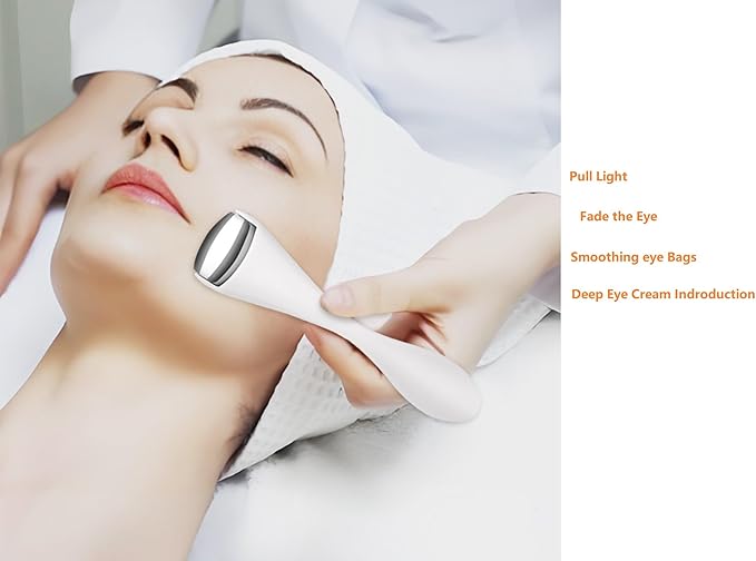 Mini Eye Face Rollers Massager 304 Stainless Steel Ice Silicone Roller for Relief Pain Skincare Facial Women Girl Gift (White Color)